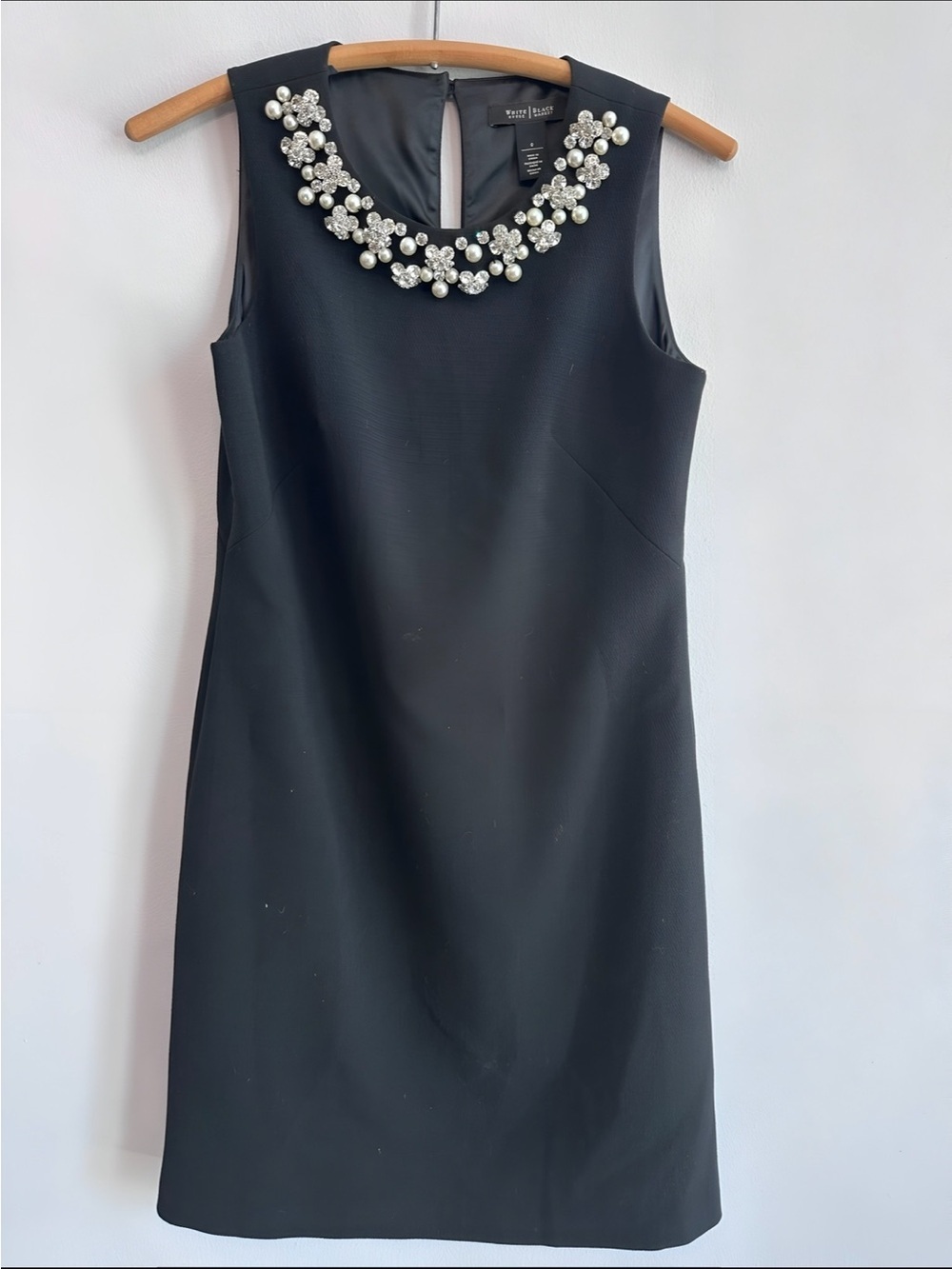 White House Black Market Black Embellished Collar Sheath Dress